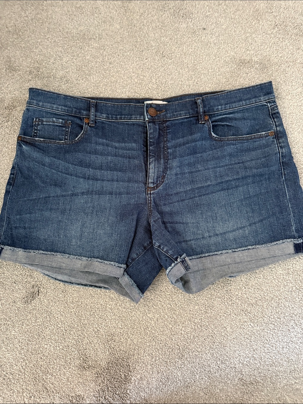 LOFT Dark Blue Denim Roll-Cuff Shorts